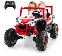 COSTWAY 24V Kids Electric Ride on UTV, 2-Seater Battery Powered Toy Car with Remote Control, MP3, Music, Lights, Spring Suspension, 4 Motors Ride On Vehicle for 3+ Years Old (Red)