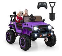 COSTWAY 24V Kids Ride on Truck, 2-Seater Battery-powered Ride On Car with Remote Control, Music, MP3, USB, 4 Motors Electric Vehicle Jeep for Boys Girls (Purple)