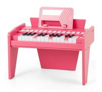 COSTWAY 25-Key Kids Piano, Wooden Toddler Digital Keyboard with Lighted Keys, Adjustable Speed & Volume, Teaching Mode, Music Stand, Educational Toy Instrument for Boys Girls (Pink)
