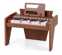 COSTWAY 25-Key Kids Piano, Wooden Toddler Digital Keyboard with Lighted Keys, Adjustable Speed & Volume, Teaching Mode, Music Stand, Educational Toy Instrument for Boys Girls (Brown)
