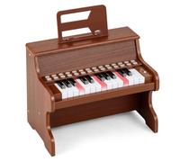 COSTWAY 25-Key Kids Piano, Wooden Toddler Toy Keyboard with Lighted Keys, Adjustable Speed & Volume, Teaching Mode, Music Stand, Educational Music Instrument for Boys Girls (Brown)
