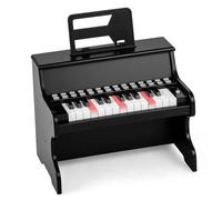 COSTWAY 25-Key Kids Piano, Wooden Toddler Toy Keyboard with Lighted Keys, Adjustable Speed & Volume, Teaching Mode, Music Stand, Educational Music Instrument for Boys Girls (Black)