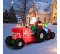 Costway 270Cm Long Christmas Inflatable Santa Claus On Truck With Gift Boxes & Led Lights