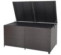 COSTWAY 270L/660L Garden Storage Box, Waterproof Rattan Deck Box with Wheels, Zippered Liner & Pneumatic Rod, Outdoor Patio Wicker Chest Bench Table for Cushion Tool Toy (660L, with Wheels)