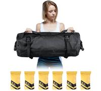 Costway 27KG Training Sandbag Adjustable Power Bag w/6 x 4.5KG Filling Sandbag in Black COSTWAY Black
