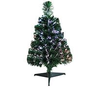 COSTWAY 2ft/60cm Fiber Optic Christmas Tree, Tabletop Mini Xmas Tree with 60 PVC Branch Tips, Color Changing Artificial Trees for Indoor Festival Seasonal Decorative