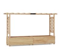Costway 2M Long Raised Garden Bed Fir Wood Climbing Planter Box W/ Drainage Holes-Natural