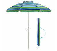 Costway 2M Patio Beach Umbrella Portable Sunshade Umbrella UPF 50+ with Sand Anchor COSTWAY Multicolor