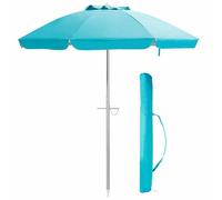 Costway 2M Patio Beach Umbrella Portable Sunshade Umbrella UPF 50+ with Sand Anchor in Blue COSTWAY Blue