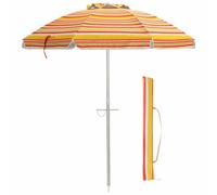 Costway 2M Patio Beach Umbrella Portable Sunshade Umbrella UPF 50+ with Sand Anchor in Natural COSTWAY Natural