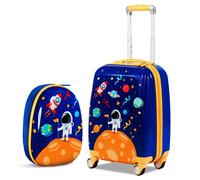 Costway 2Pcs 12" 18" ABS Kids Suitcase Backpack Luggage Set School Travel Lightweight in Blue COSTWAY Blue