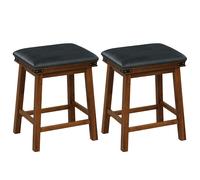 Costway 2Pcs 62cm Bar Stools PU Leather Padded Upholstered Counter Height Chair Backless COSTWAY Multicolor