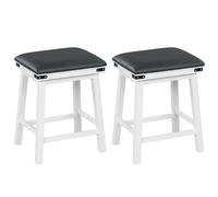 Costway 2Pcs 62cm Bar Stools PU Leather Padded Upholstered Counter Height Chair Backless COSTWAY Multicolor