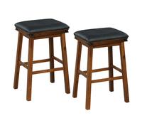 Costway 2PCS 76cm Bar Stools PU Leather Padded Upholstered Counter Height Chair Backless COSTWAY Multicolor