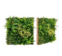 COSTWAY 2PCS Artificial Plants Wall Panels, 50 x 50cm 3D Hanging Greenery Hedge Grass Backdrop with 10/11 Types of Mixed Faux Plants, Sun-Proof Privacy Fence Screening for Home Balcony (11 Types)