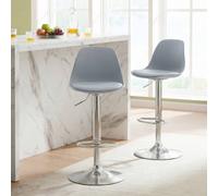 Costway 2PCS Bar Stools Faux Leather Counter Height Chairs w/ Low Backrests in Grey COSTWAY Grey