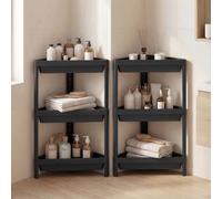 Costway 2pcs Corner Shower Caddy 3-Tier Detachable Bathroom Standing Shelf in Black COSTWAY Black