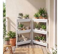Costway 2pcs Corner Shower Caddy 3-Tier Detachable Bathroom Standing Shelf in White COSTWAY White
