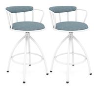Costway 2PCS Counter Height Swivel Bar Stools Upholstered Breakfast Chairs COSTWAY Multicolor