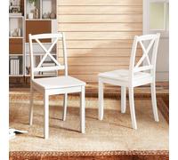 Costway 2PCS Dining Chair Kitchen Side Chairs Farmhouse Armless Dinette Chairs in White COSTWAY White