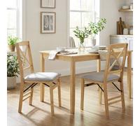 Costway 2PCS Folding Dining Chairs Kitchen Side Chairs W/ Padded Seat in Natural COSTWAY Natural