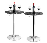 Costway 2Pcs Modern Bar Table Multifunctional Round Pub Table in Black COSTWAY Black