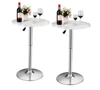 Costway 2Pcs Modern Bar Table Multifunctional Round Pub Table in White COSTWAY White
