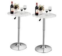 Costway 2Pcs Modern Bar Table Multifunctional Round Pub Table-White