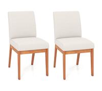 Costway 2PCS Modern Kitchen Dining Chair Upholstered Armless Accent Chair in Cream COSTWAY Cream