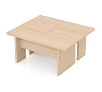 Costway 2PCS Modular Coffee Table Shaped Center Tables Wooden Side Table in Light Oak COSTWAY Light Oak