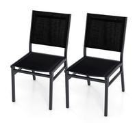 Costway 2Pcs Outdoor Dining Chairs Patio Armless Chair Lightweight Metal Chair