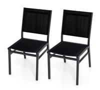 Costway 2Pcs Outdoor Dining Chairs Patio Armless Chair Lightweight Metal Chair in Black COSTWAY Black