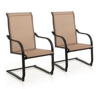 Costway 2Pcs Outdoor Dining Chairs Patio C-Spring Motion Outside High Back Chair