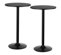 Costway 2Pcs Round Bar Table Counter Bistro Pub Tables w/Fixed Tabletop & Stable Base in Black COSTWAY Black