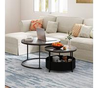 Costway 2PCS Round Coffee Tables Modern 80 & 60 CM Cocktail Tables Side Tables in Grey COSTWAY Grey