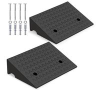 COSTWAY 2PCS Rubber Kerb Ramps, Heavy Duty Curb Ramp Set with 4 Expansion Bolts, Lightweight Driveway Threshold Ramps for Wheelchairs, Cars and Motorcycle, 3 Tons Load Capacity (48 x 33 x 13 cm)