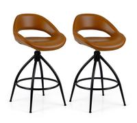 Costway 2PCS Swivel Bar Stools Upholstered Counter Height Bar Chair w/Footrest COSTWAY Multicolor