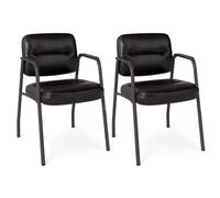 Costway 2Pcs Waiting Room Chairs Upholstered PU Leather Conference Room Chairs in Brown COSTWAY Brown