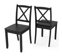Costway 2PCS Wooden Dining Chair Armless Kitchen Chairs Side Chairs Cross Back in Black COSTWAY Black