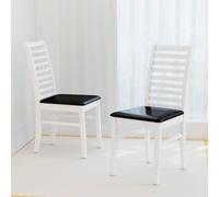 Costway 2PCS Wooden Dining Chair PU Leather Upholstered Kitchen Armless Chairs in White COSTWAY White