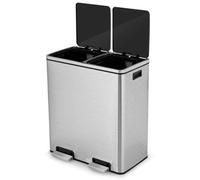 Costway 2X30L Recycling Pedal Bin Double Kitchen Waste Bin With Plastic Inner Buckets