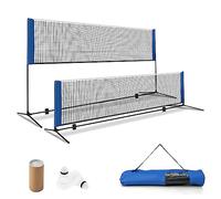 COSTWAY 3.1m/4.2m Badminton Net, Height Adjustable Outdoor Sports Net with 2 Shuttlecocks and Carry Bag, Portable Badminton Set for Volleyball, Pickleball and Tennis (4.2m)