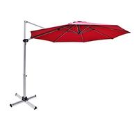 COSTWAY 3.3m Garden Parasol, 360 Degree Rotation Overhanging Cantilever Umbrella with Tilting Adjustment, Crank Handle and Step Pedal, Outdoor Patio Offset Banana Market Umbrellas (Red)
