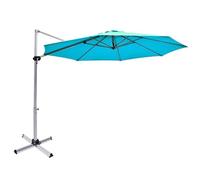 COSTWAY 3.3m Garden Parasol, 360 Degree Rotation Overhanging Cantilever Umbrella with Tilting Adjustment, Crank Handle and Step Pedal, Outdoor Patio Offset Banana Market Umbrellas (Blue)
