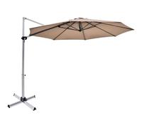 COSTWAY 3.3m Garden Parasol, 360 Degree Rotation Overhanging Cantilever Umbrella with Tilting Adjustment, Crank Handle and Step Pedal, Outdoor Patio Offset Banana Market Umbrellas (Tan)