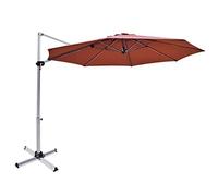 COSTWAY 3.3m Garden Parasol, 360 Degree Rotation Overhanging Cantilever Umbrella with Tilting Adjustment, Crank Handle and Step Pedal, Outdoor Patio Offset Banana Market Umbrellas (Brick Red)