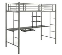 Costway 3.5FT Single Metal Loft Bed Frame High Sleeper Bunk Bed W/ Desk Storage Shelves in Silver COSTWAY Silver Single