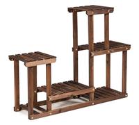 COSTWAY 3/6 Tiers Plant Stand, Solid Wood Flower Pot Holder Bonsai Display Storage Shelves, Multi-Layer Plants Rack for Garden Patio Balcony Living Room (95 x 25 x 73cm, 6-Tier)