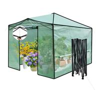 Costway 3.6 x 2.4 m Folding Pop-up Greenhouse Walk-in Gardening Greenhouse in Green COSTWAY Green