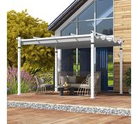 Costway 3.6 X 3 M Outdoor Pergola W/ Retractable Canopy Patio Pavilion Metal Shelter-Grey